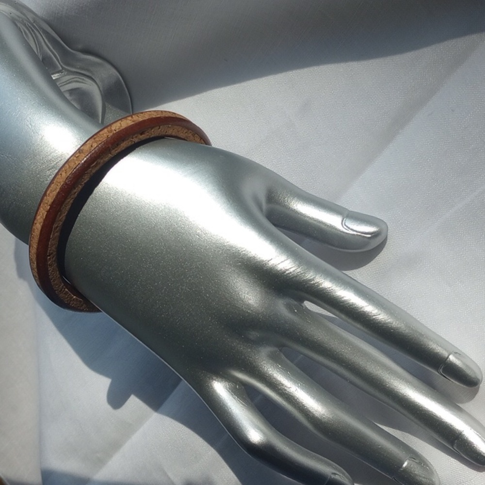 Vintage '70s cork inlay wood bangle